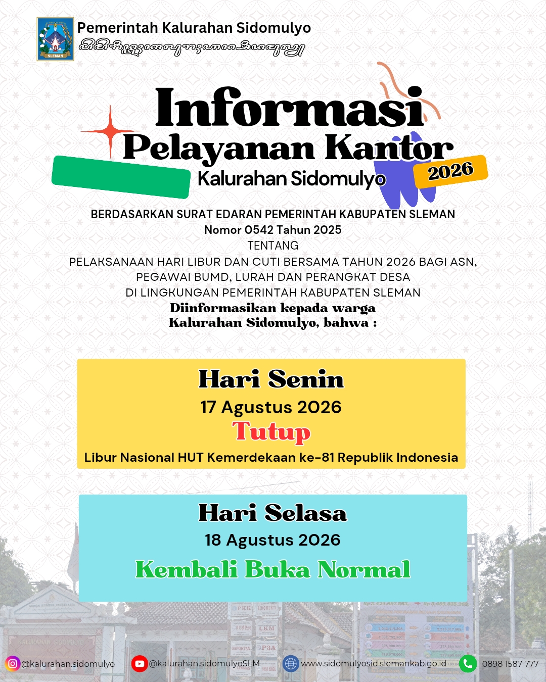 Informasi Pelayanan Kalurahan Sidomulyo